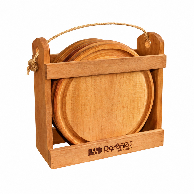 Cajón de madera con cuatro platos