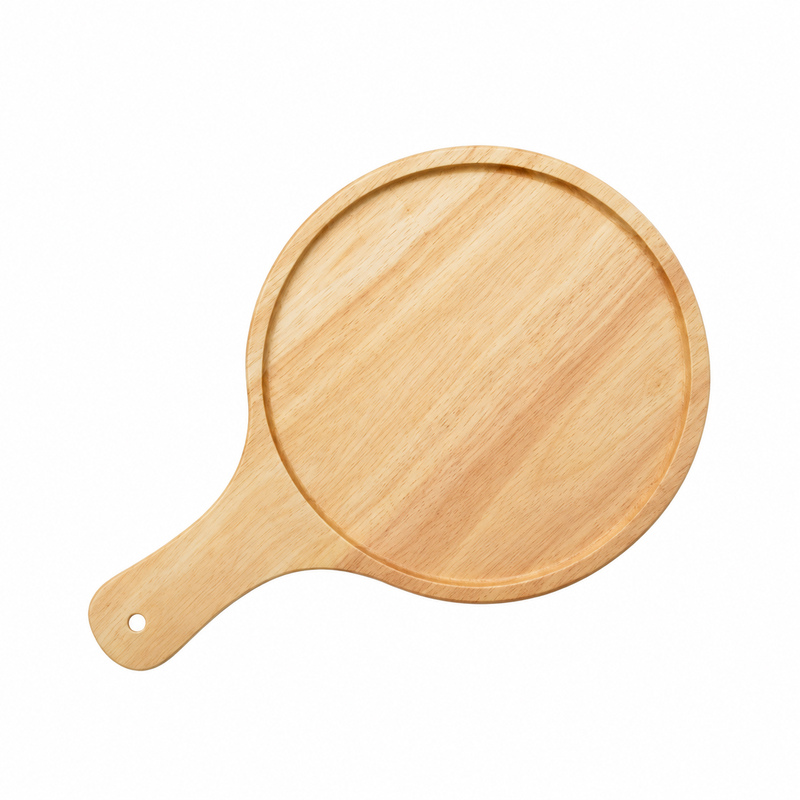 Tabla para pizza de madera con manija más logo grabado en láser