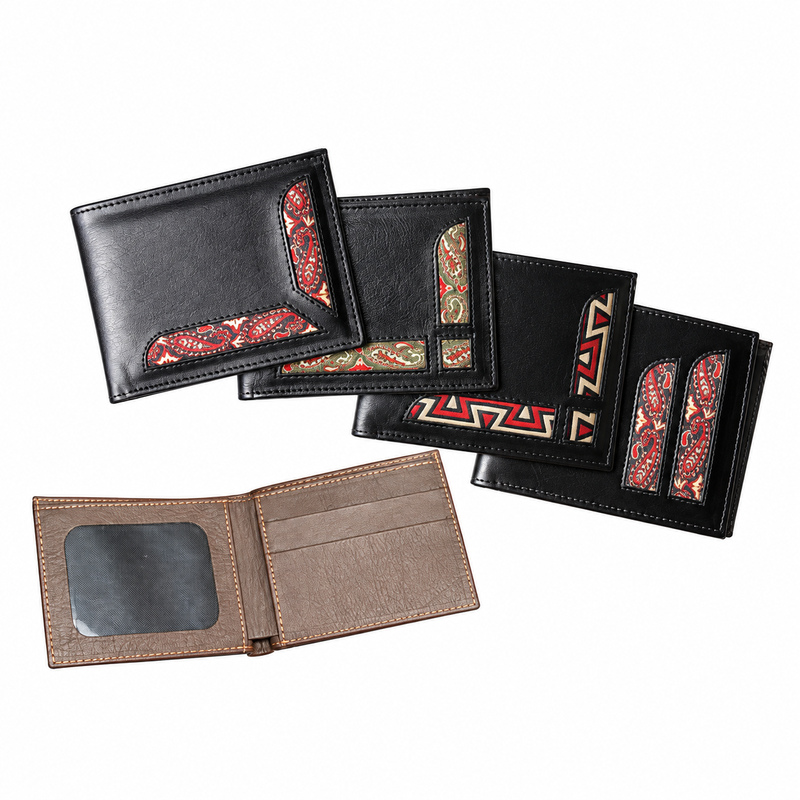 Billetera en símil cuero para hombre con adorno
