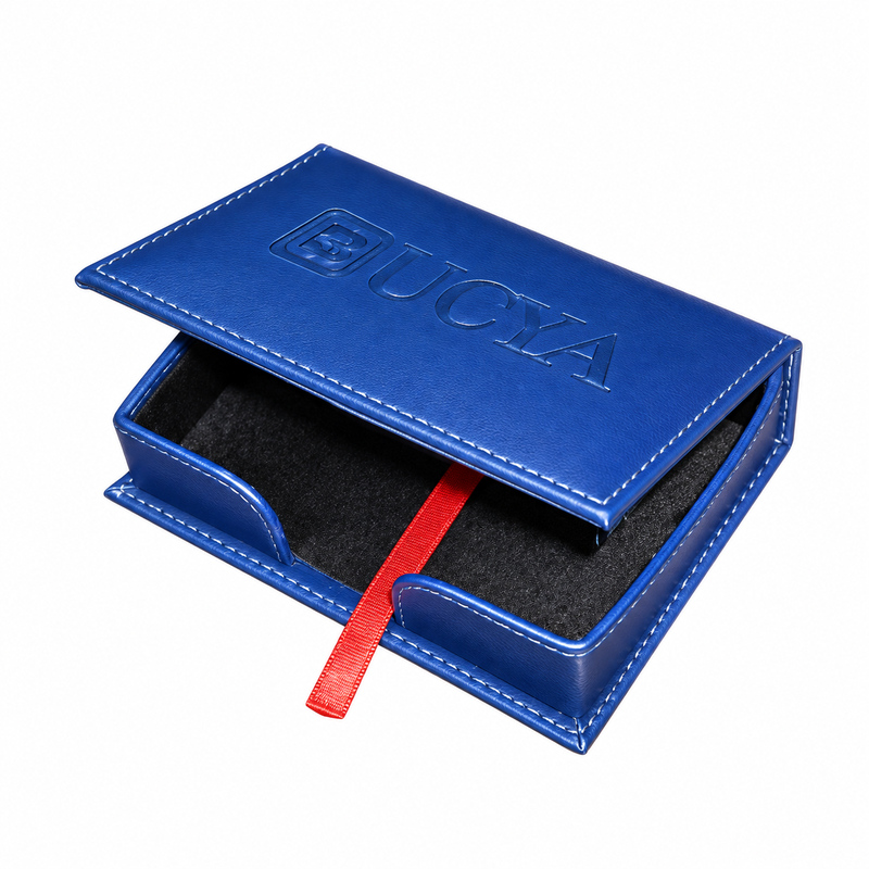 Porta taco con tapa (block de hojas 10x10cm) en símil cuero cierre
