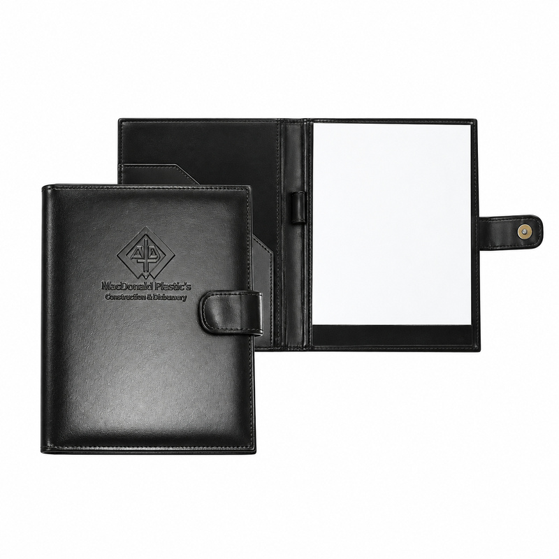 Carpeta con porta block en símil cuero