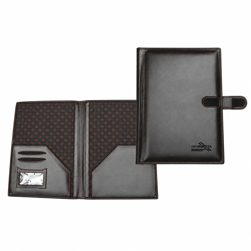 Carpeta ejecutiva en símil cuero con solapa