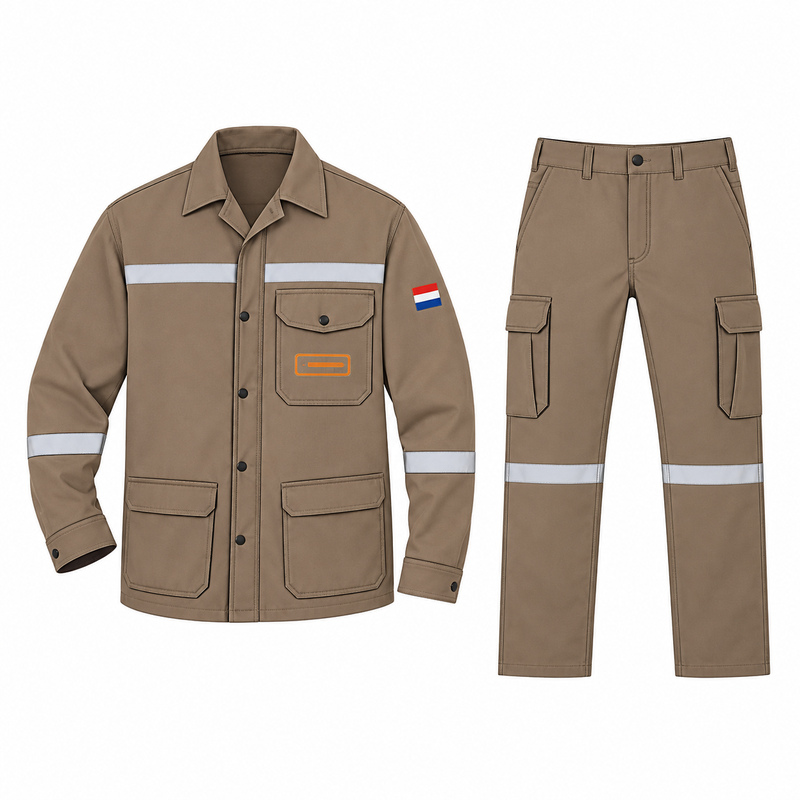 Conjunto de uniforme para operarios con reflectivo y logo bordado
